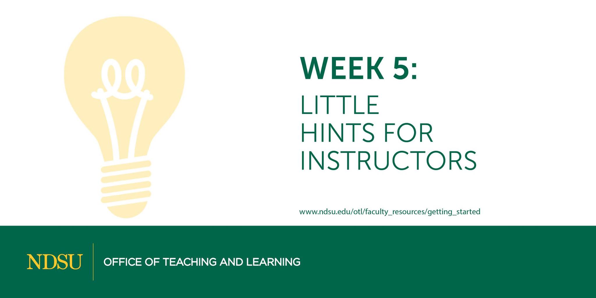 Week 5 Little Hints for Instructors