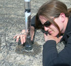 Measuring infiltration rates post-wildfire using a mini-disk infiltrometer, near Snowville Utah.