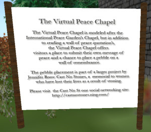 Virtual Peace Chapel welcome sign. 