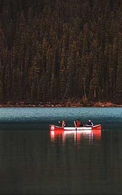 Photo of a canoe on Lake Louise.
