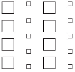 Squares of different sizes.