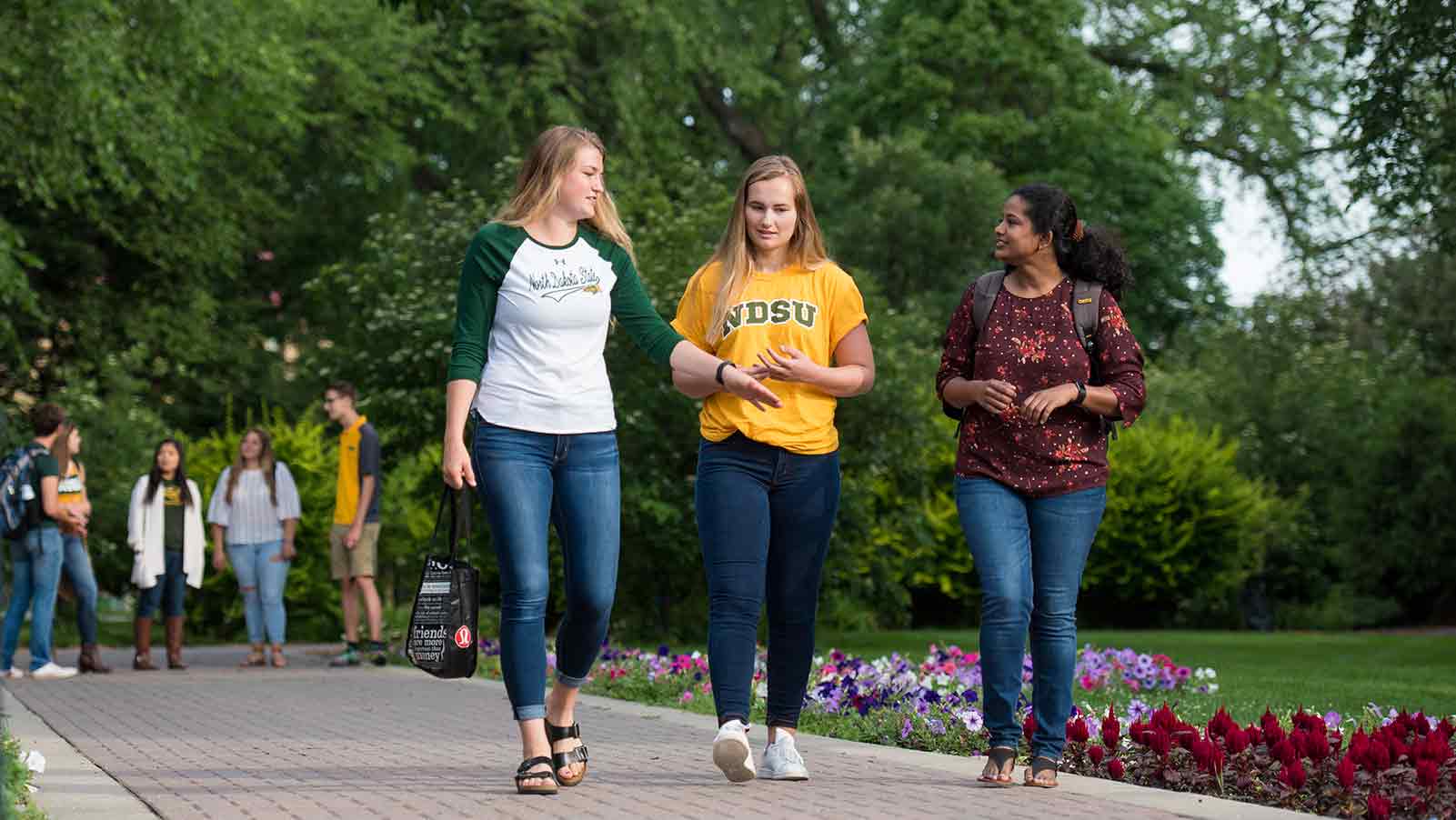 students walking