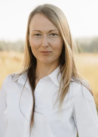 photo of woman with a yellow backdrop