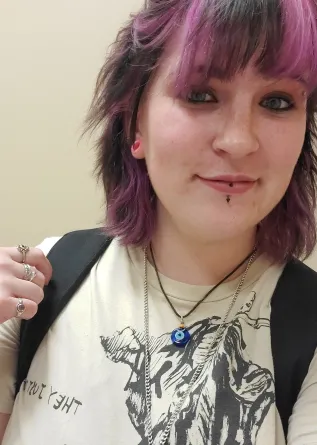 Grace looking at the camera.