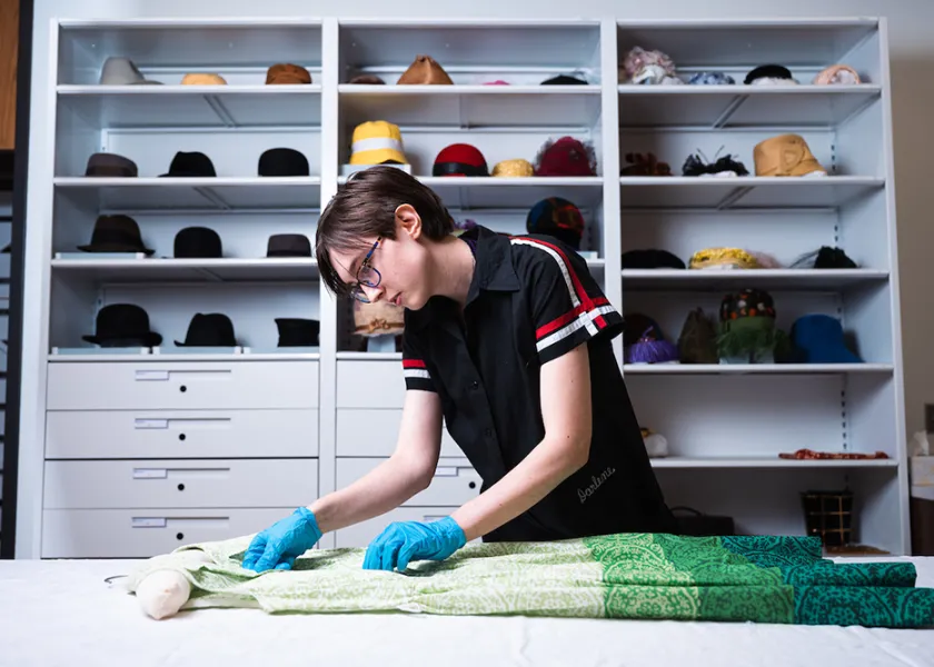 NDSU student Tatum Hoff working on a class project