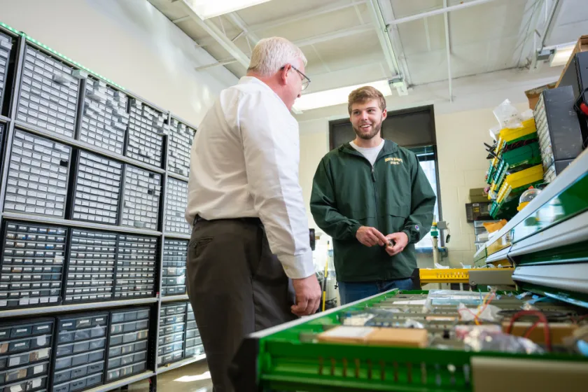 professor and student working on an engineering project