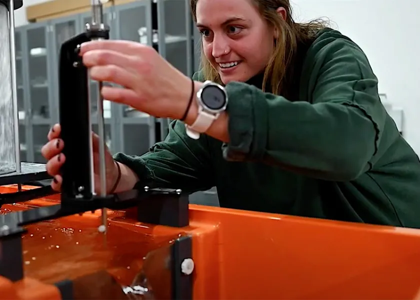 student working on a project