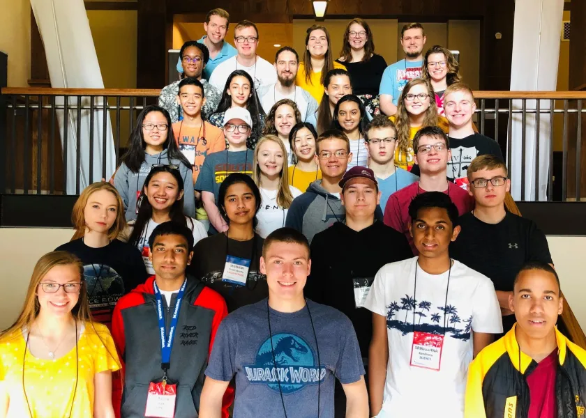 Students who took part in the 2019 Governor's School program at NDSU have their photo taken 
