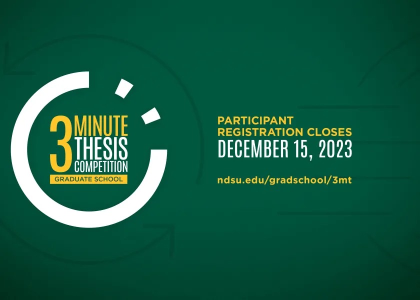 Registration for the 2024 NDSU Three Minute Thesis competition is scheduled 