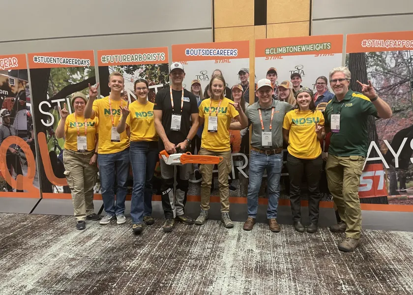 NDSU Horticulture & Forestry Club students and faculty attended the 2023 Tree Care Industry Association Student Career Day event 