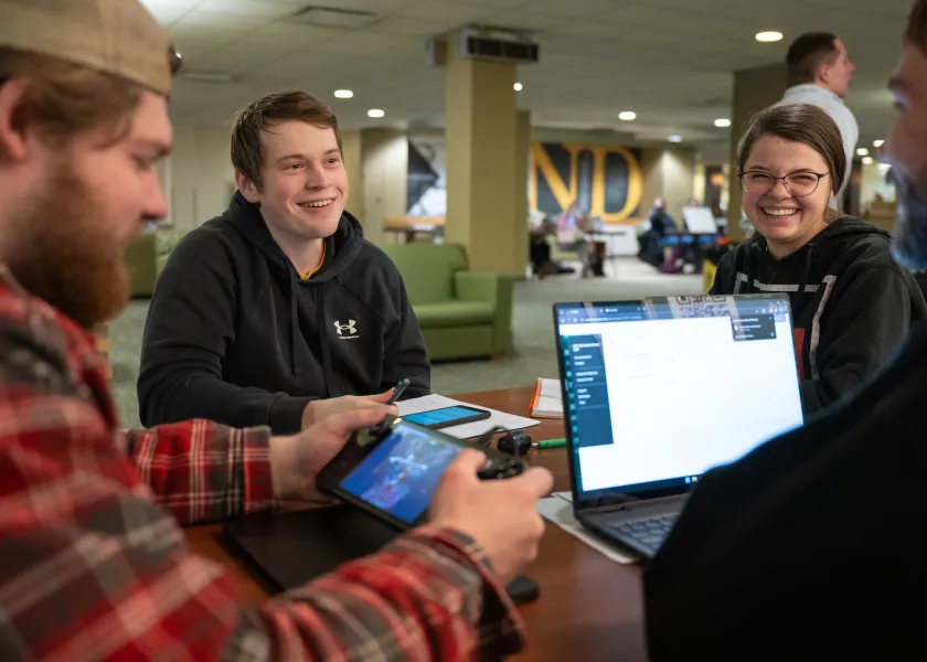 Students in NDSU's Memorial Union