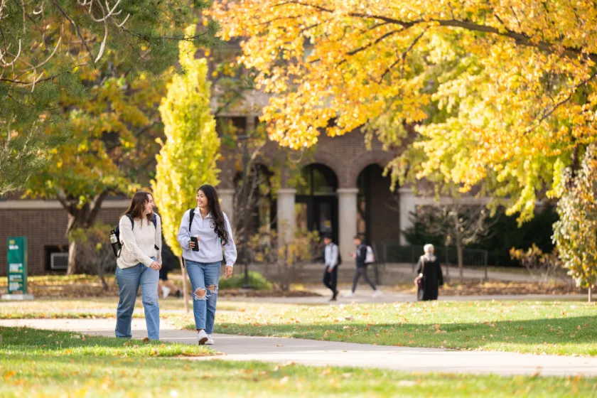 students walking on campus
