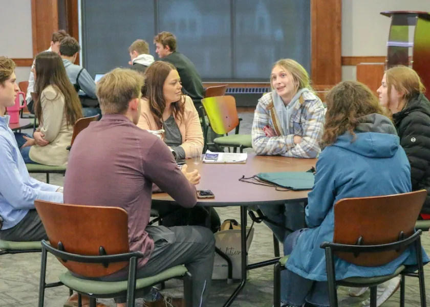 A photo of Northern Cass High School students visiting NDSU