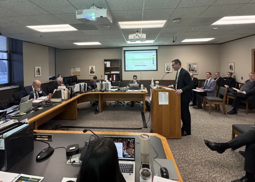 NDSU President David Cook testifying to the North Dakota Legislature