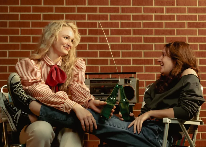 NDSU theatre students Gabrielle Mowery (left) and Jillian Schotters (right) perform in Theatre NDSU’s “Dr. Ride’s American Beach House.”