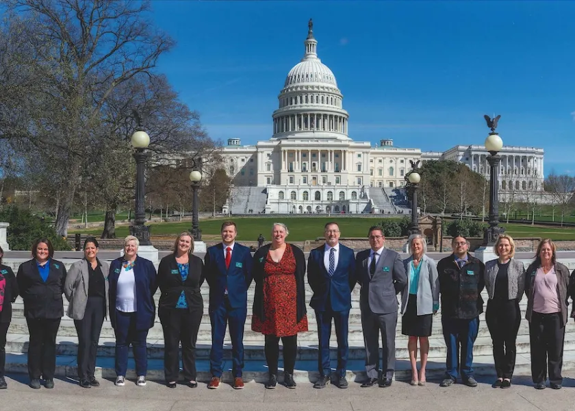 A previous class of the ND Extension Rural Leadership group at the state capitol building in Bismarck.