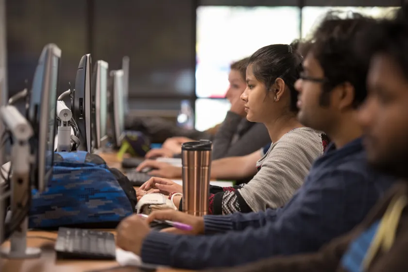 students working in a computer lab