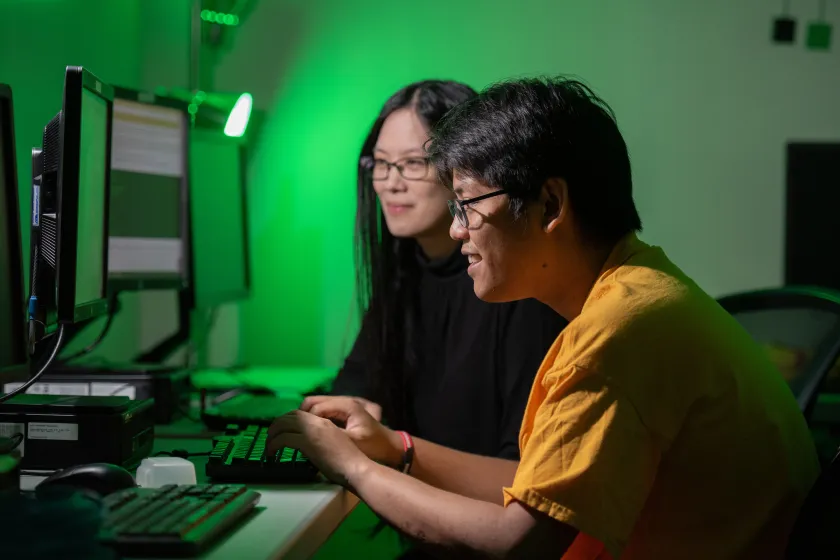 two students working on a computer project