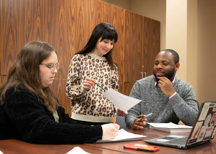 students working on a project in a classroom