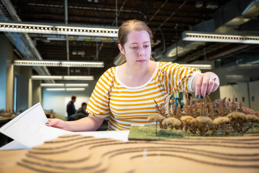 Landscape Architecture student working on a landscape modeling project