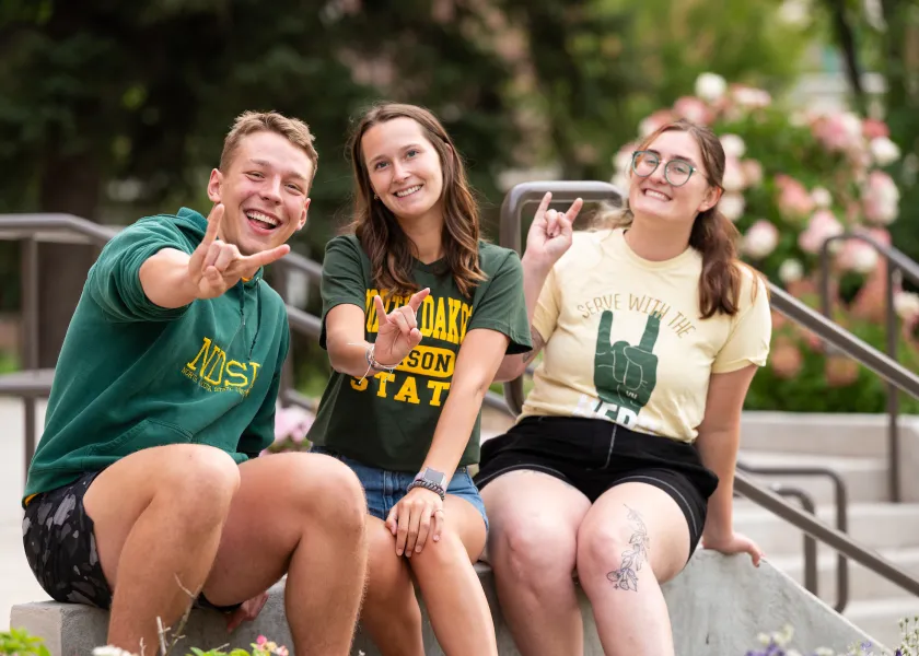 Students sitting on steps