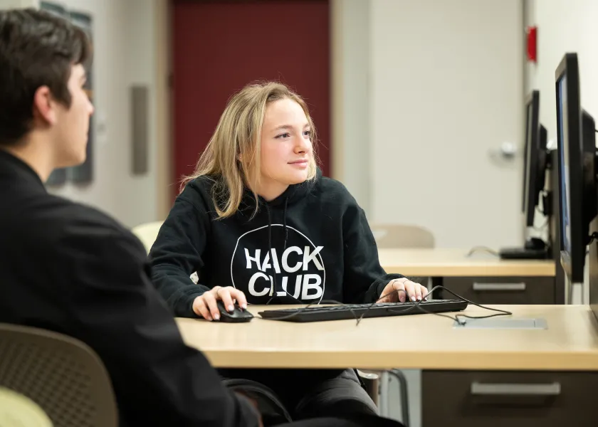 students working on a project in a computer lab