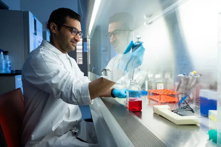 chemistry student doing research in the lab