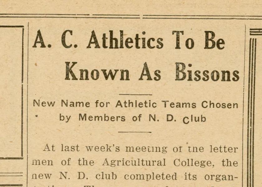 article clipping from 1922 of the bison nickname change