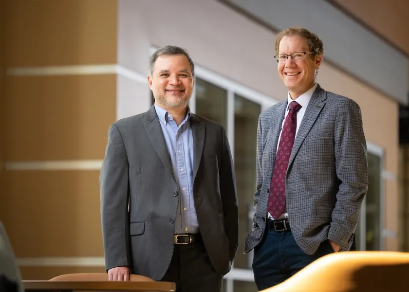 NDSU professors Alfredo Roa Henrique and John Bitzan.