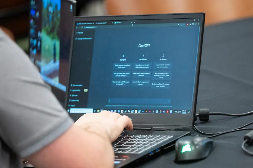 laptop screen showing the student is using an AI tool