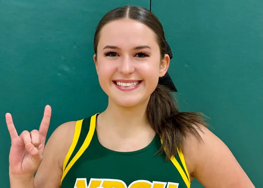 NDSU cheer team member Loriana Walter in uniform.