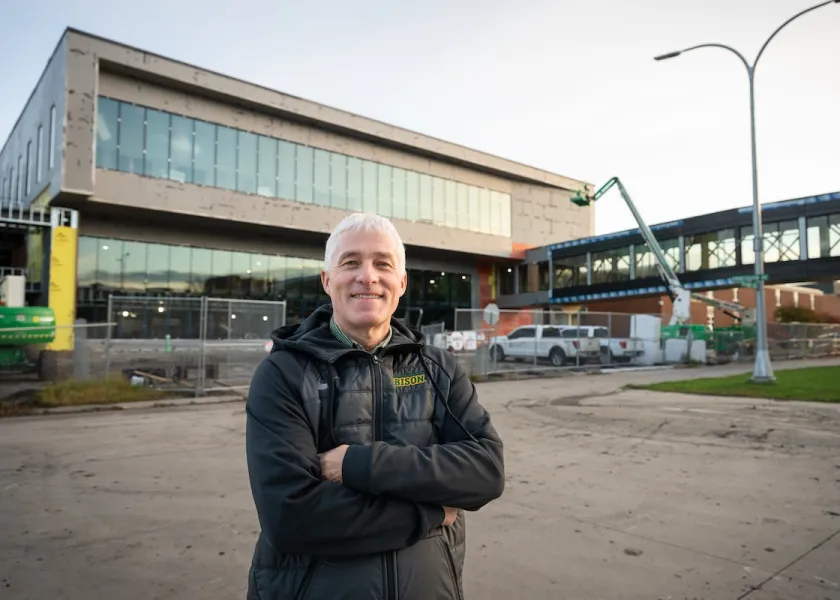 Mike Ellingson at NDSU's construction of its new engineering facility.