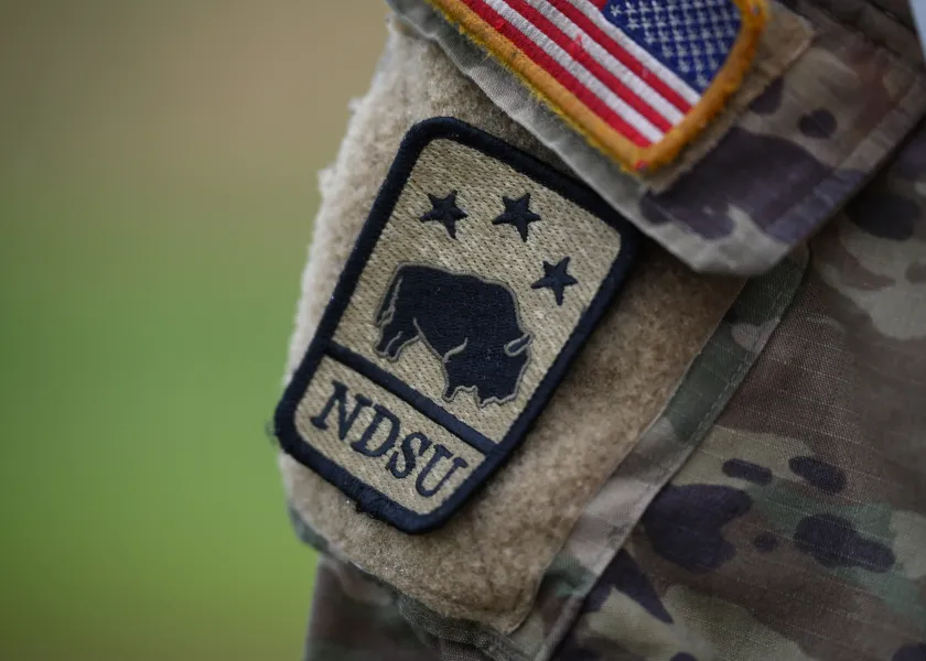 NDSU Army ROTC patch on shoulder of uniform