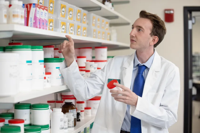 pharmacy student working in a concept pharmacy