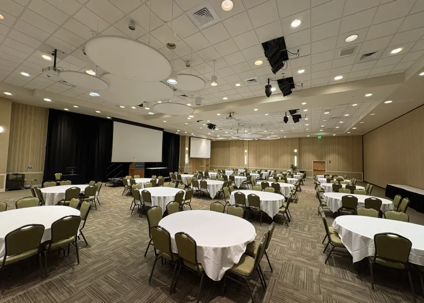 Memorial Union Ballroom A round table setup