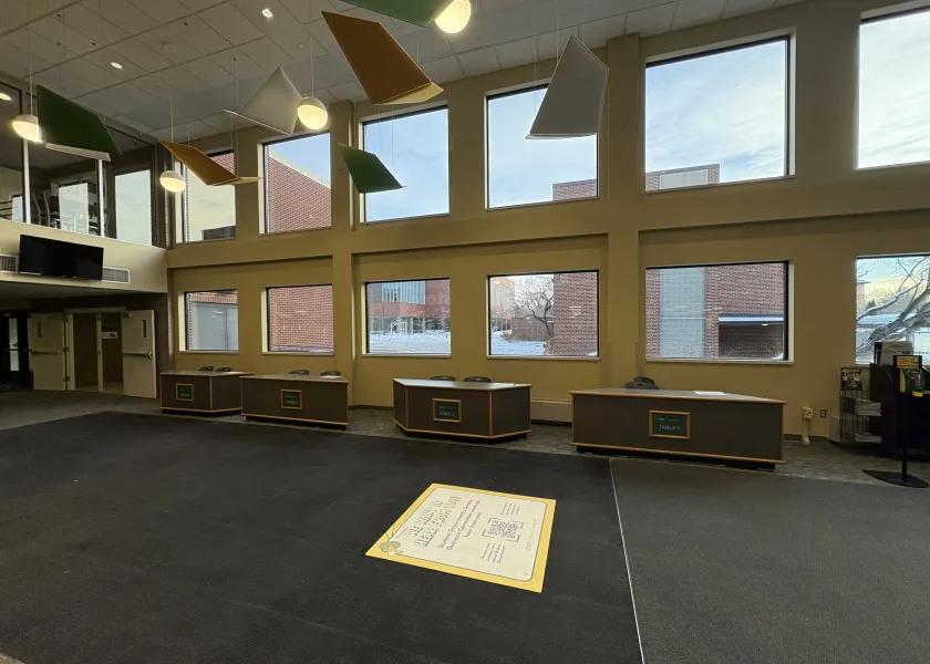 Contact tables across from bookstore