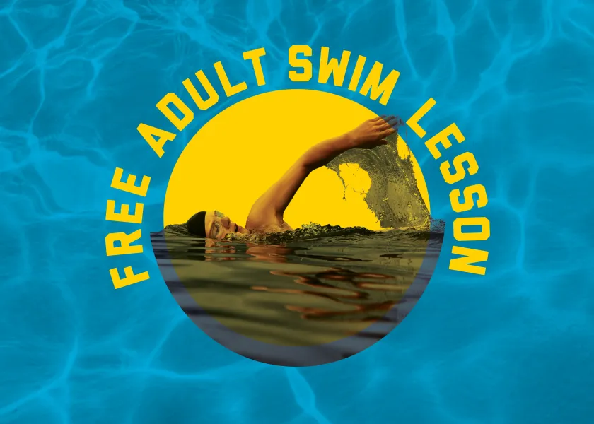Free Adult Swim Graphic featuring swimmer in pool