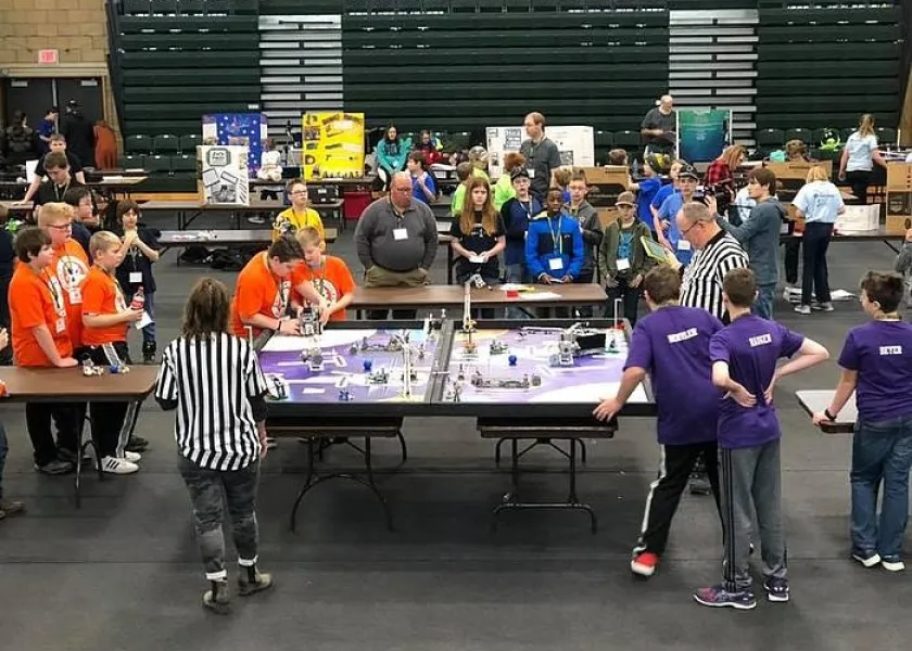Children competing in the First Lego Tournament