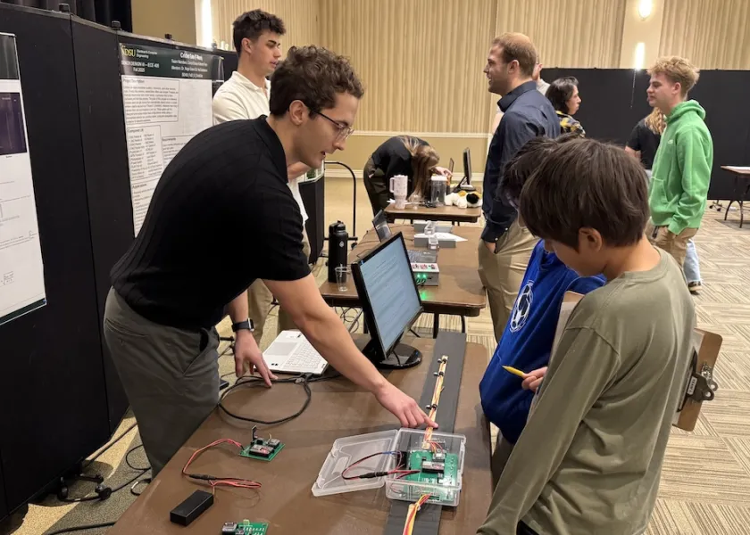 NDSU engineering design team explains project.
