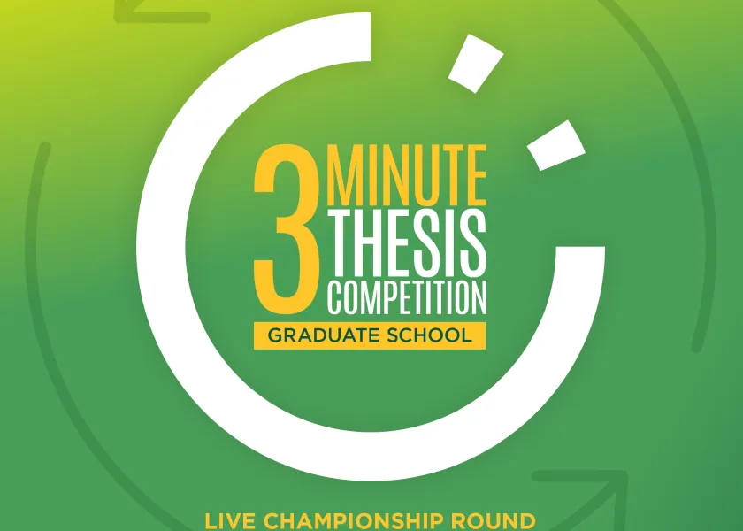A graphic of NDSU's Three Minute Thesis Competition.
