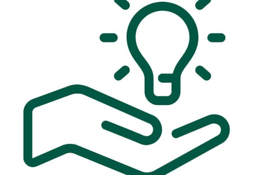 Hand holding out a lightbulb
