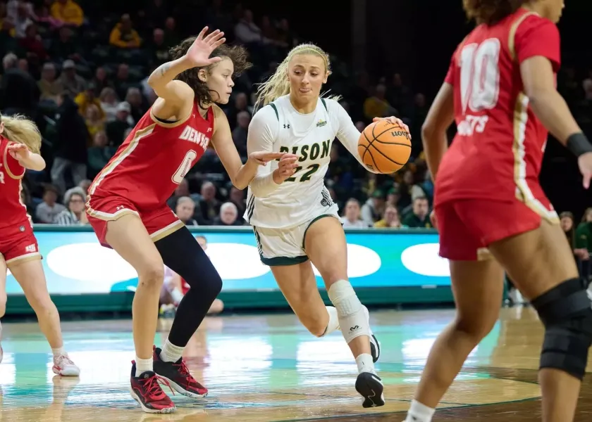 Junior forward Avery Koenen during a basketball game.
