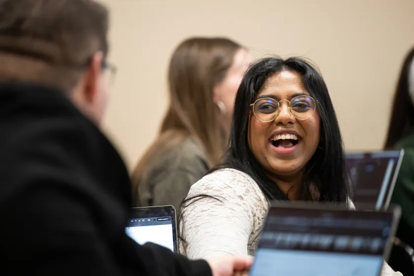 Political Science students having a discussion during class