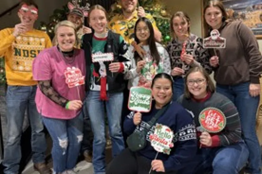 Graduate students at department holiday party