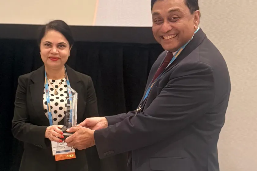 Kalpana Katti, University Distinguished Professor of Civil, Construction and Environmental Engineering, poses for a photo.