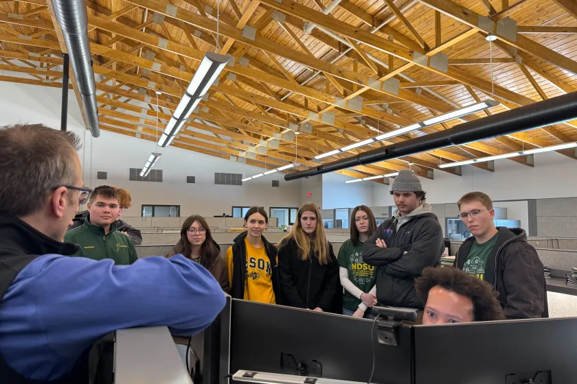NDSU environmental engineering students on a tour of a local engineering firm.