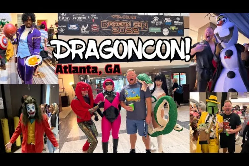 man holding plate of pancakes, man dressed as clown, four people in costumes