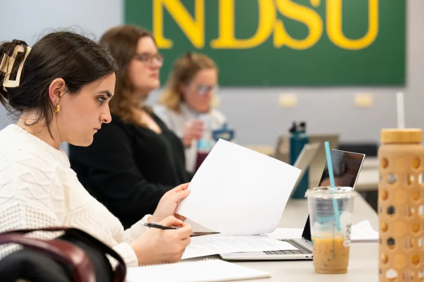 Graduate students in education in a classroom at NDSU.