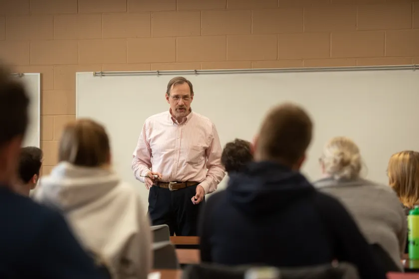 Accounting faculty member teaches class