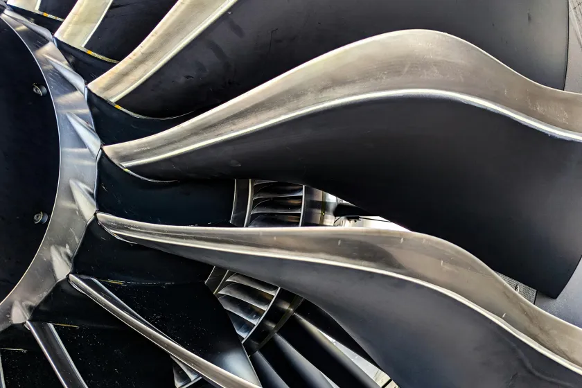 close up of airplane motor